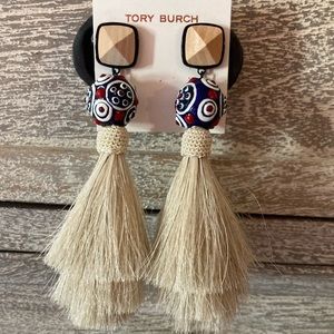 NWT Tory Burch clip on tassel earrings!